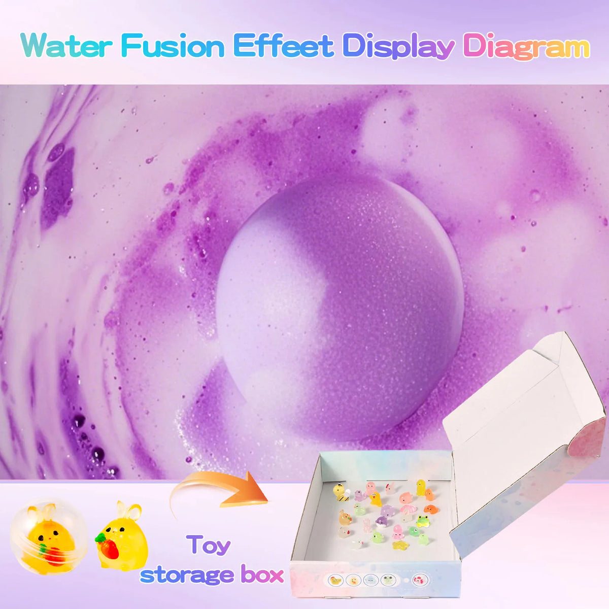 Silcy Skin kids bath bombs surprise inside purple bubble bath; 15/24 pack with toy storage box on Tampa Home & Garden Store