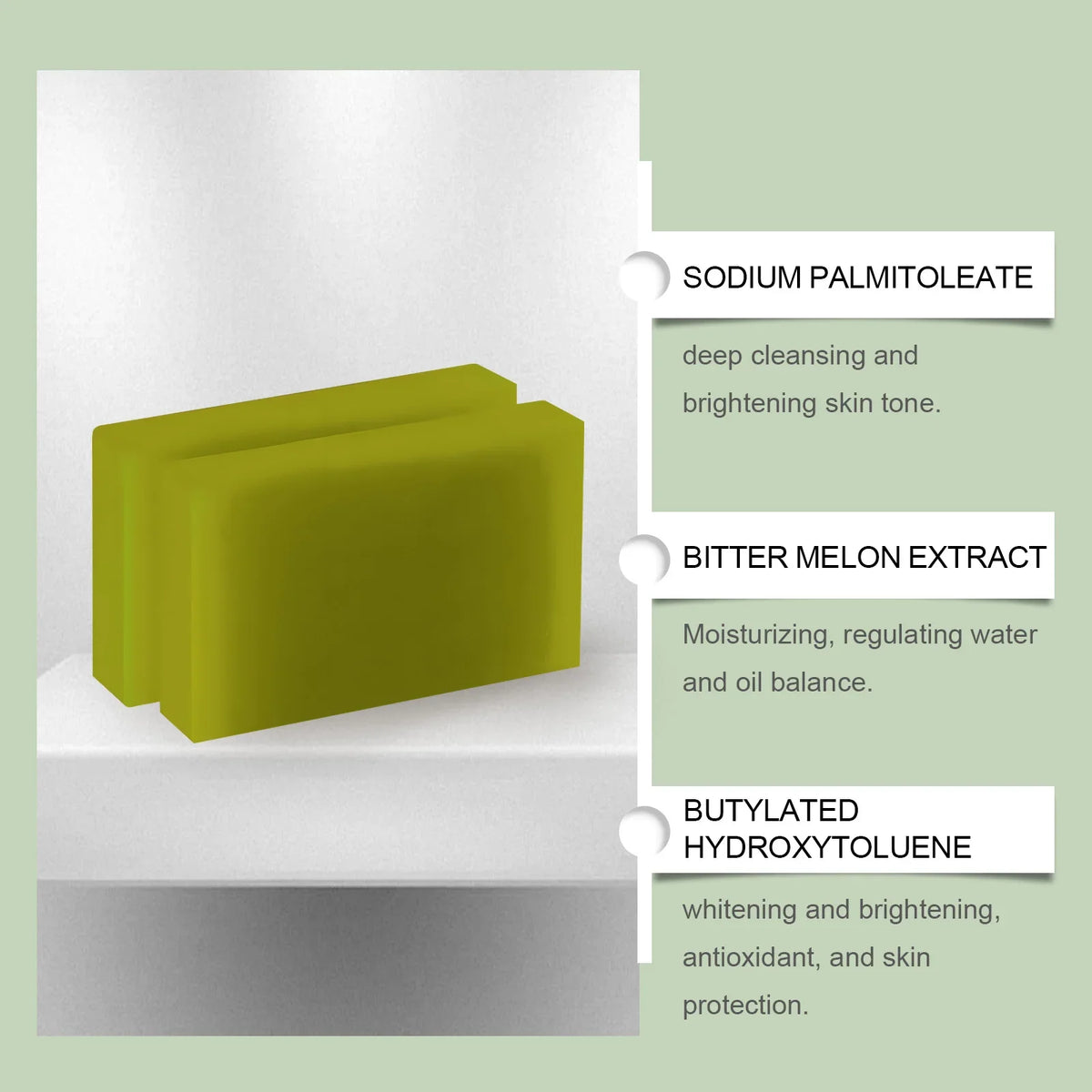 OUHOE Herbal Bath Soap lime-green bar with Bitter Melon Extract and Sodium Palmitolete on Tampa Home & Garden Store