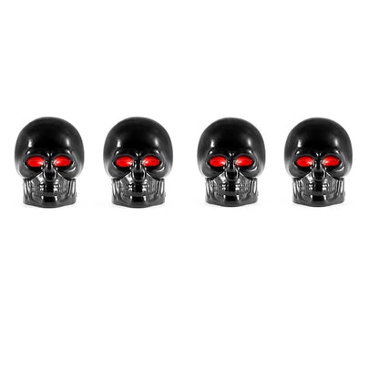 ABS Skull Valve Stem Caps by BikerZoneZ, black skull caps with red eyes, set of 4 on Tampa Home & Garden Store