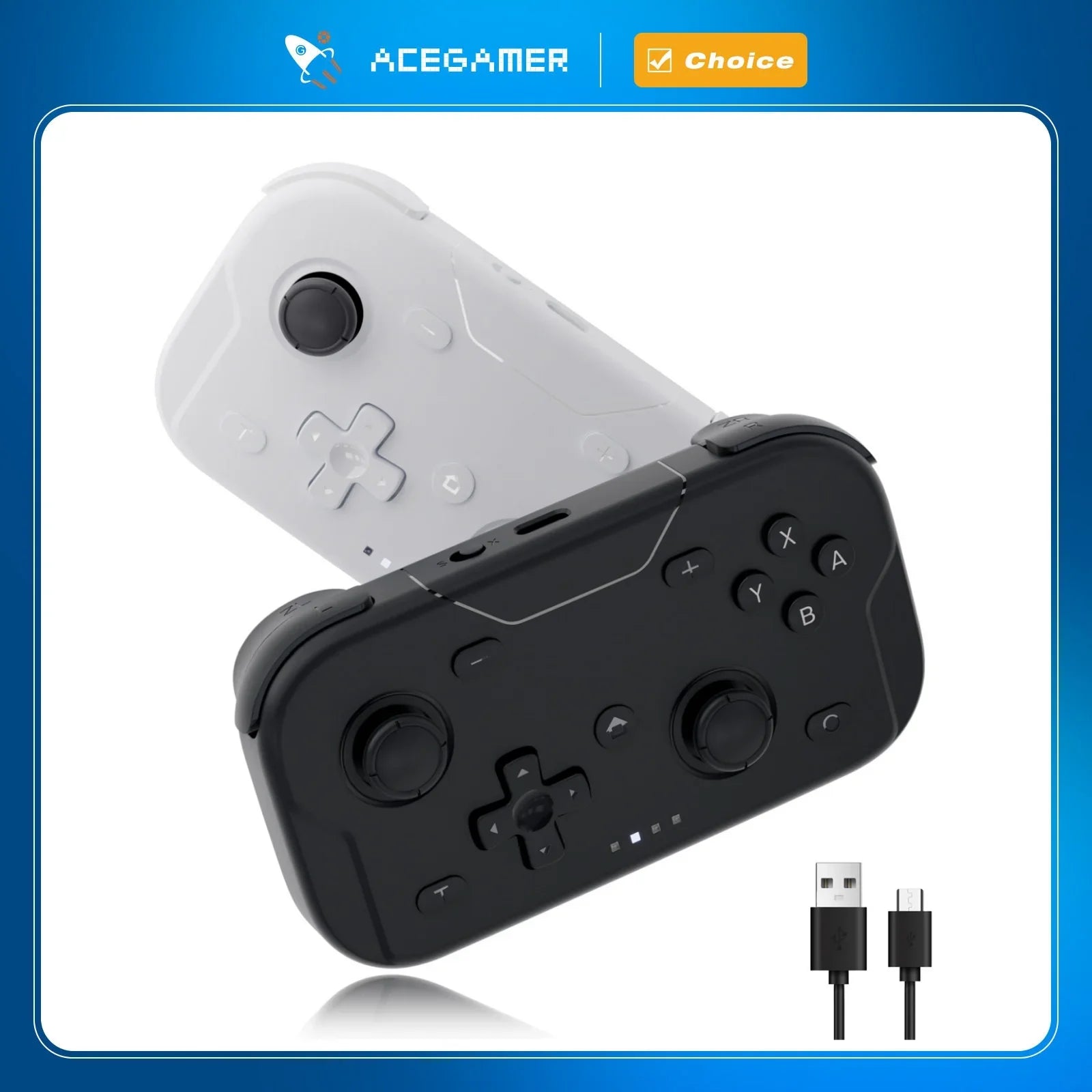 AceGamer pocket game controller white and black pair with USB-C cable and built-in controls on Tampa Home & Garden Store