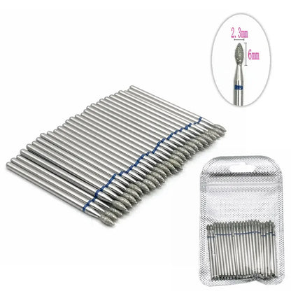 Silcy Skin 50pc diamond nail drill bit set for manicure, blue-band silver milling cutters on Tampa Home & Garden Store