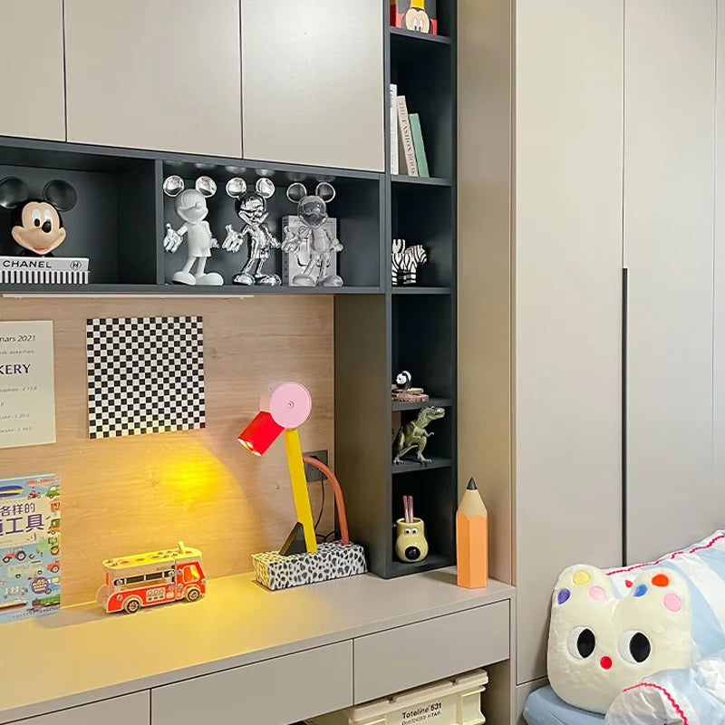 DecorBites Kids LED table lamp with yellow arc and pink round head on a study desk on Tampa Home & Garden Store