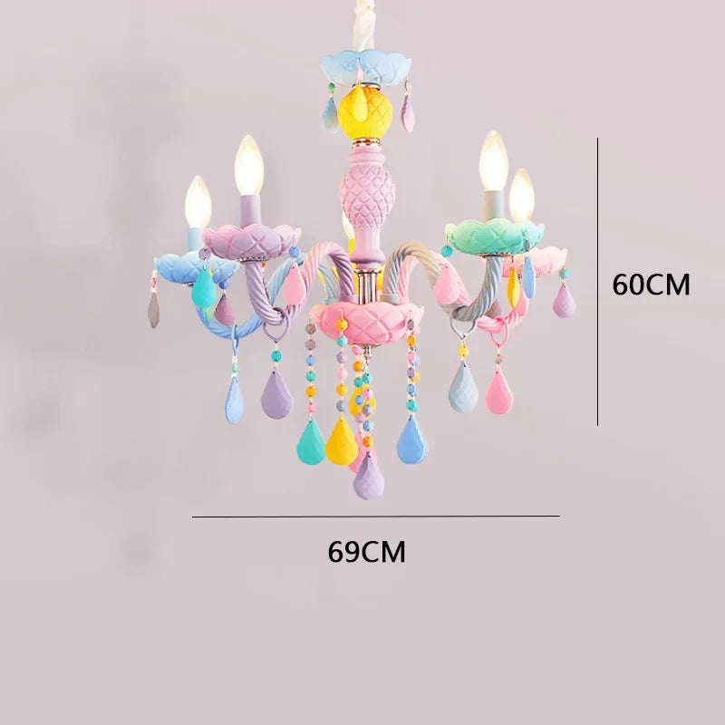 DecorBites Kids Room LED Macaron Ceiling Chandelier with pastel beads and drops on Tampa Home & Garden Store