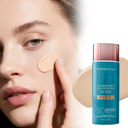 Silcy Skin SPF 50 tinted moisturizer self tanning lotion 55 ml turquoise bottle pink cap on Tampa Home & Garden Store