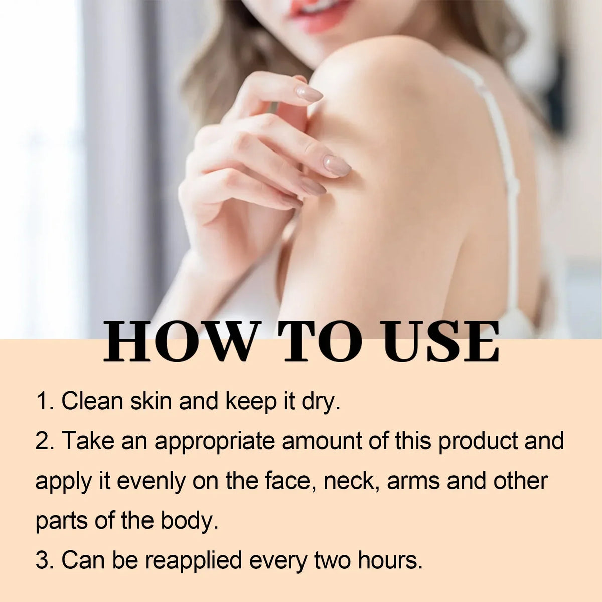 Silcy Skin Facial Body Sunscreen SPF100 sunblock on a woman's shoulder in bright light on Tampa Home & Garden Store