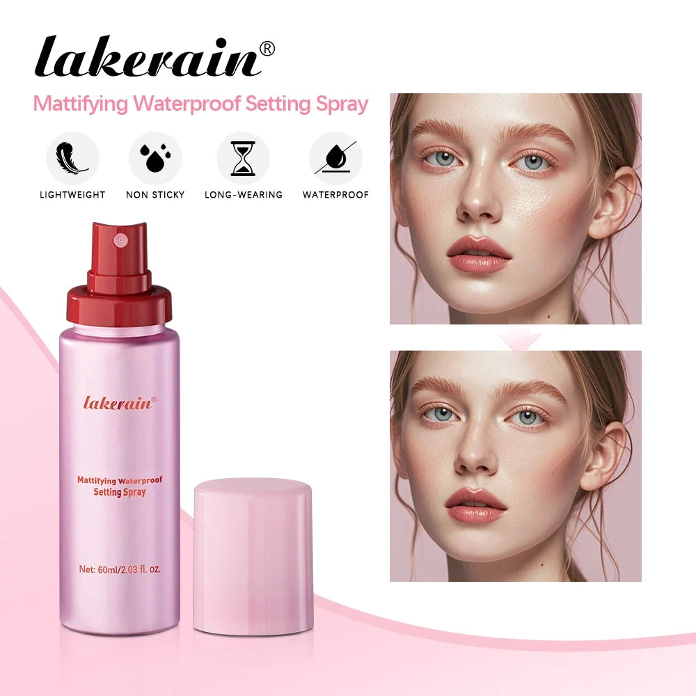 Silcy Skin Mattifying Waterproof Setting Spray pink metallic bottle with red spray nozzle on Tampa Home & Garden Store