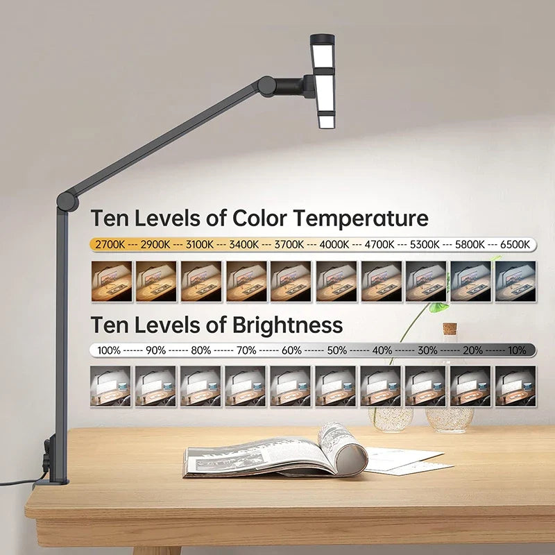 Perfecsy 24W LED desk lamp with clamp, adjustable color temperature and dimming for home/office on Tampa Home & Garden Store