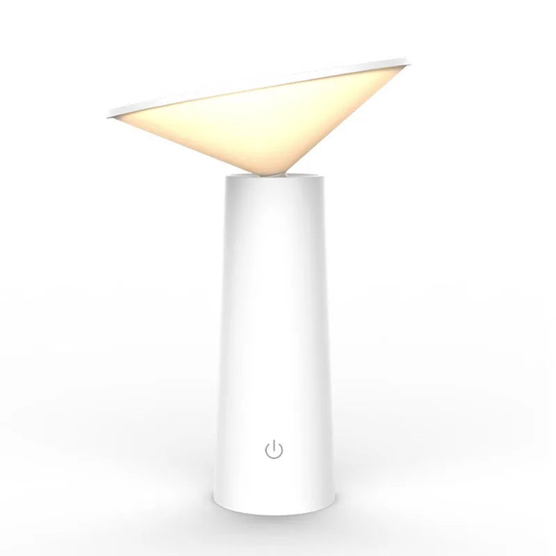 Perfecsy white smart touch sensor table lamp with angled cone shade and USB charging on Tampa Home & Garden Store