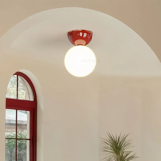 Bauhaus Dome Ceiling Light Cream Flush Mount Lamp for Hallway Balcony Entryway - Tampa Home & Garden Store