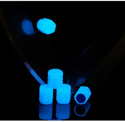 Luminous blue valve stem caps by BikerZoneZ, dustproof set of five on Tampa Home & Garden Store