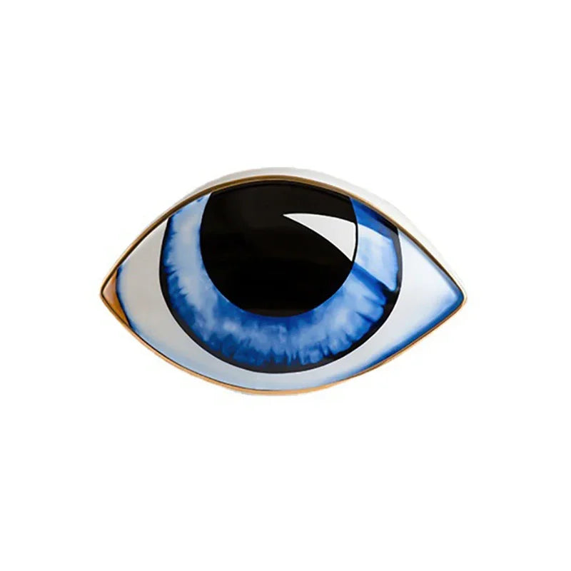 Nordic style ceramic eye ornament blue iris with gold rim Perfecsy decor on Tampa Home & Garden Store