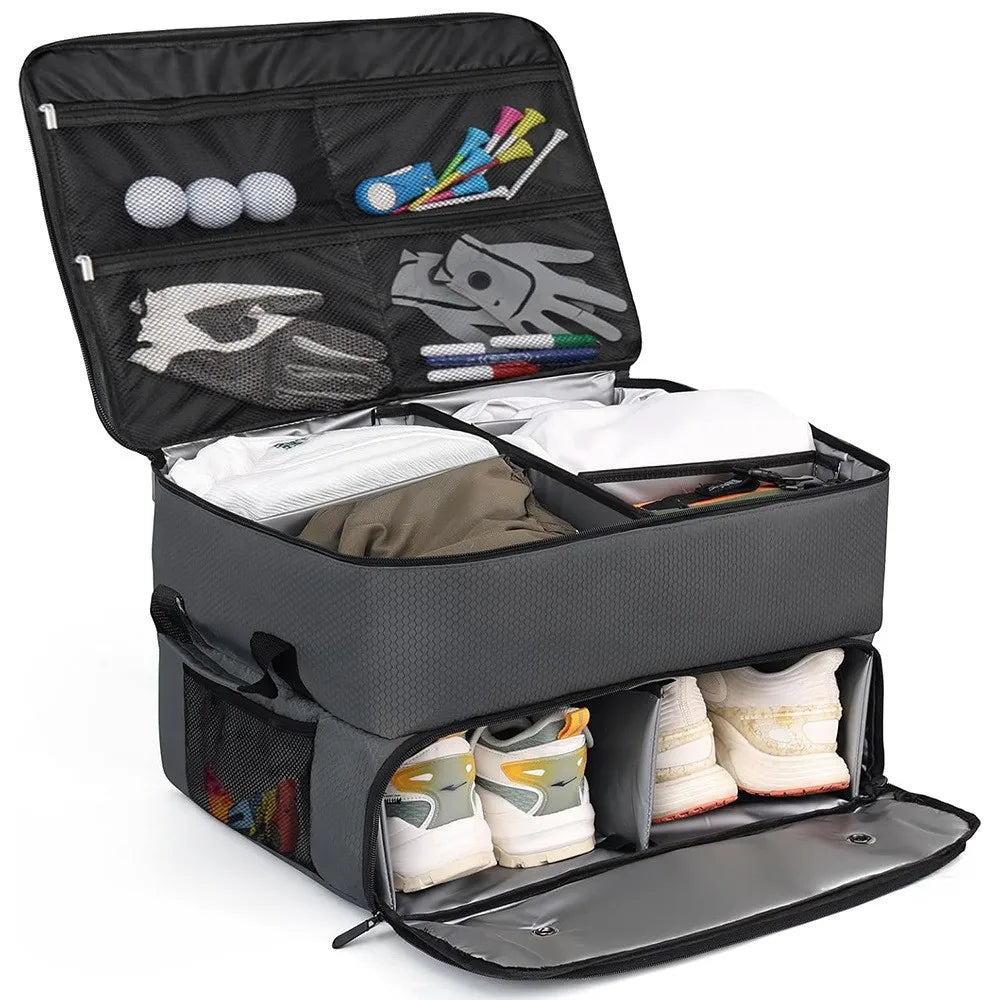 Golf Trunk Organizer by EstaliosFit, waterproof car storage box in gray with mesh pockets on Tampa Home & Garden Store