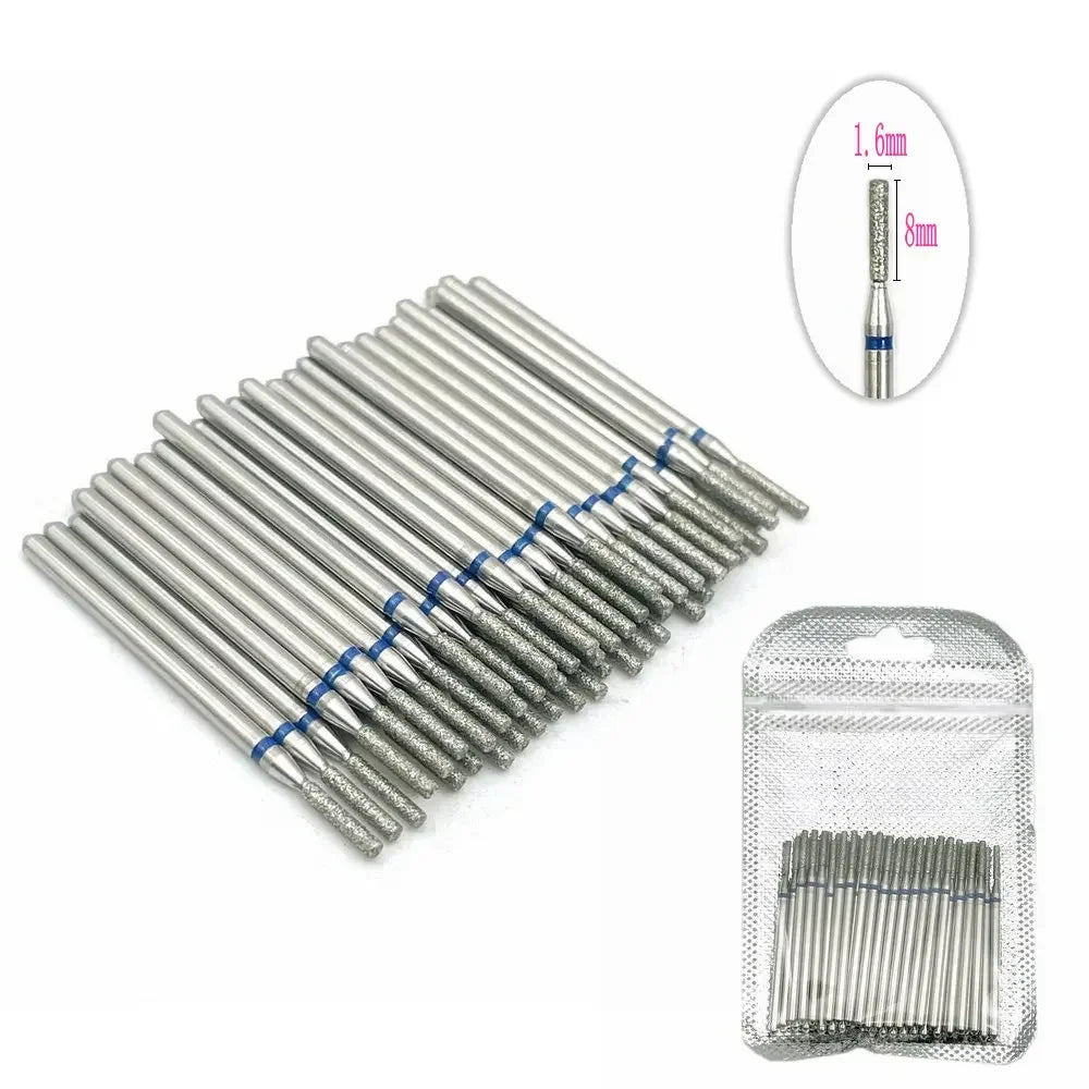 50pc diamond nail drill bit set for manicure with silver milling cutters and blue rings, includes storage pouch on Tampa Home & Garden Store