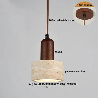 DecorBites pendant lamp with wood body and yellow travertine shade, E27 4W bulb included on Tampa Home & Garden Store
