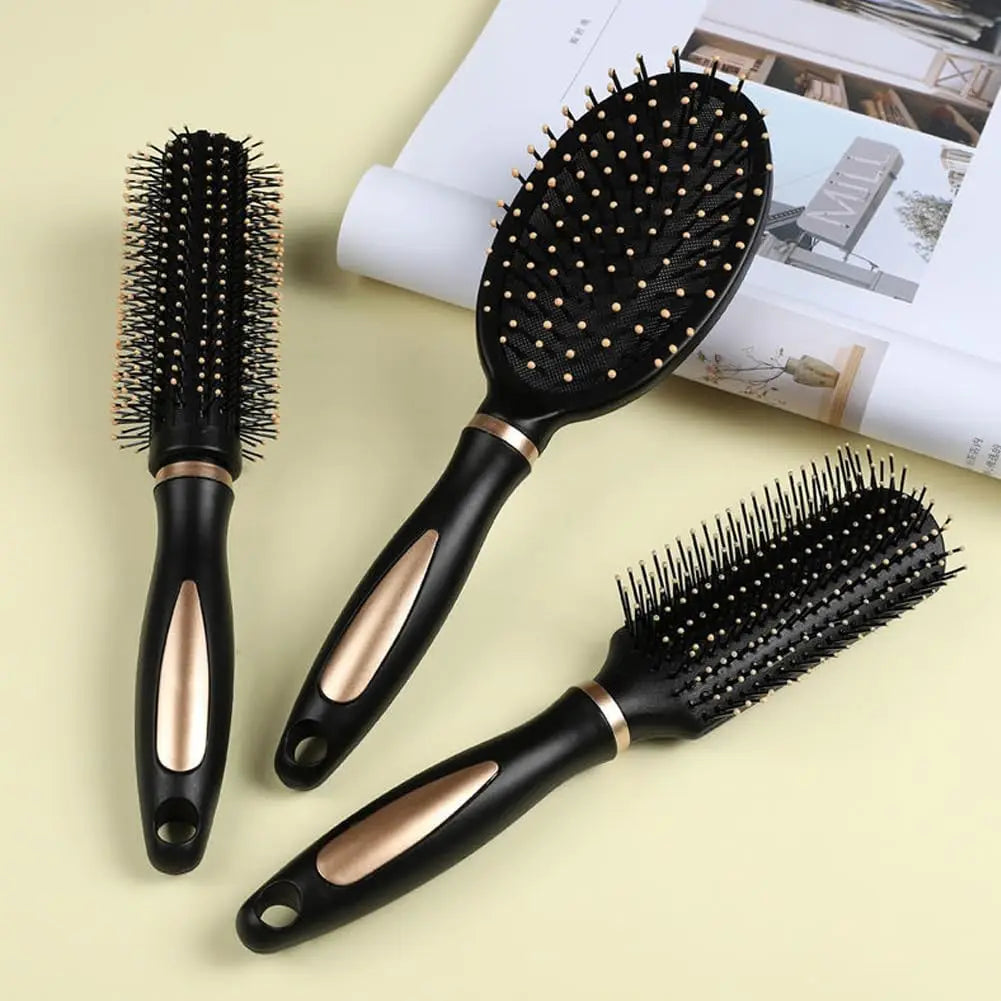 Silcy Skin anti-static hair brush set 3 black brushes with rose-gold accents round paddle heads on Tampa Home & Garden Store