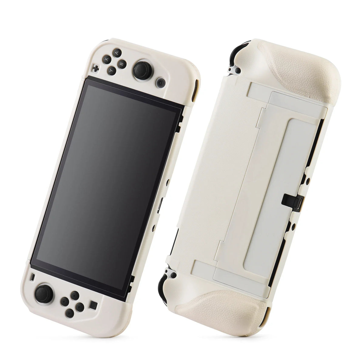 FLIPSTYLEZLLC Switch OLED all-in-one case with cream silicone grip, front view on Tampa Home & Garden Store