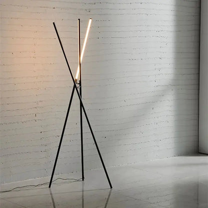DecorBites Knox Tripod Floor Lamp with black metal tripod and slim LED tube Nordic design on Tampa Home & Garden Store