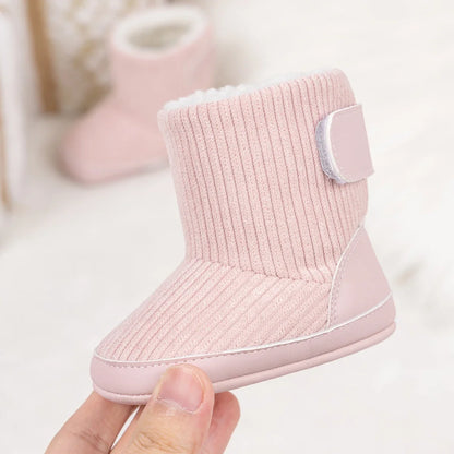 Newborn pink corduroy booties with fleece and Velcro UpTrend on Tampa Home & Garden Store