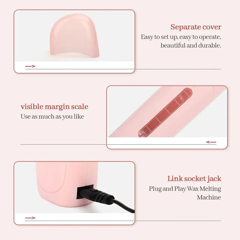 Pink Silcy Skin Roll-On Waxing Kit 3-in-1 with heater, cover and margin scale on Tampa Home & Garden Store