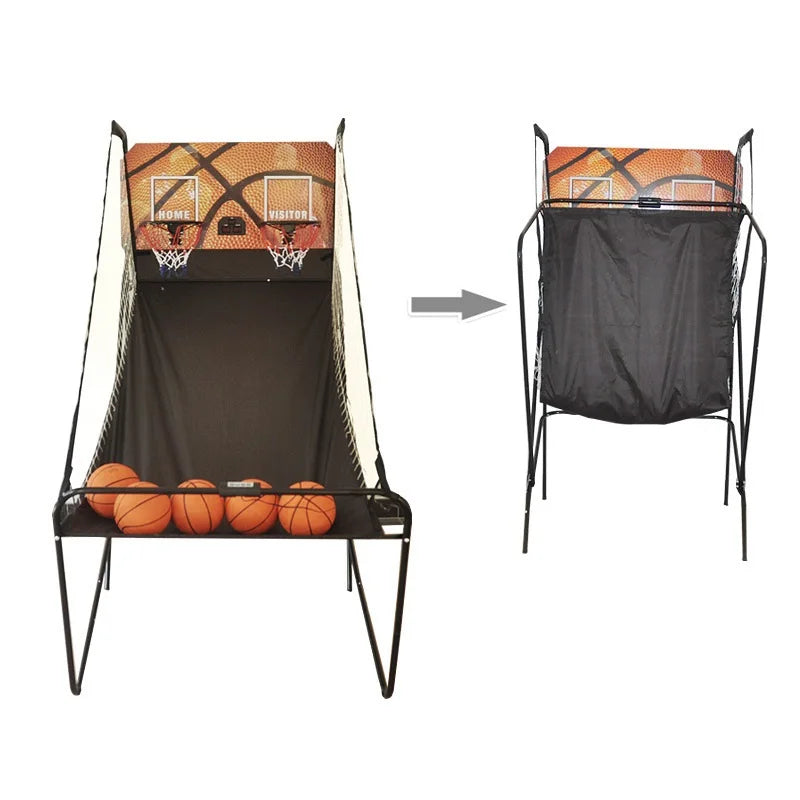 Electric foldable single-hoop basketball arcade machine by FLIPSTYLEZLLC with orange balls on Tampa Home & Garden Store