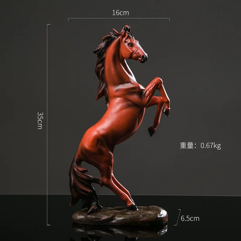 Perfecsy horse resin sculpture, brown rearing statue on base, desktop decoration on Tampa Home & Garden Store
