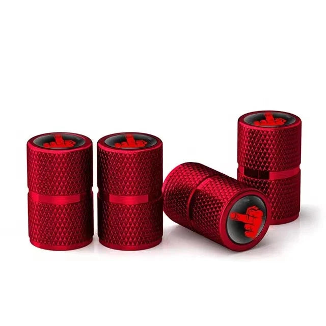 4pcs aluminium valve stem caps, red knurled finish, BikerZoneZ motor vehicle tire accessories on Tampa Home & Garden Store