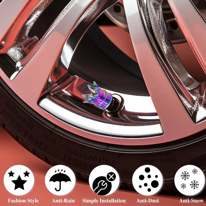Crown valve stem caps 4-pack, rainbow metallic, BikerZoneZ valvecaps for wheels on Tampa Home & Garden Store