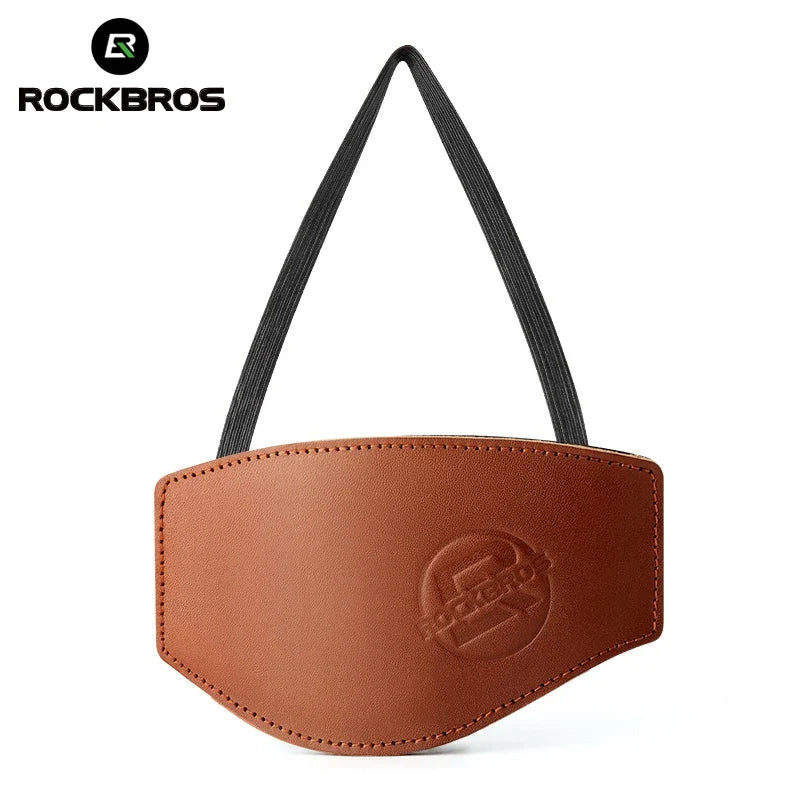 RockBros leather motorcycle shift lever shoe cover, brown with black strap, non-slip pad on Tampa Home & Garden Store