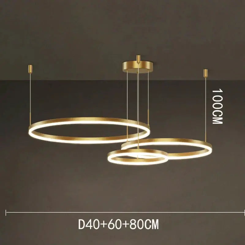 DecorBites LED pendant chandelier set: gold rings in three sizes for staircase and living room on Tampa Home & Garden Store