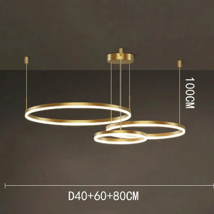 DecorBites LED pendant chandelier set: gold rings in three sizes for staircase and living room on Tampa Home & Garden Store