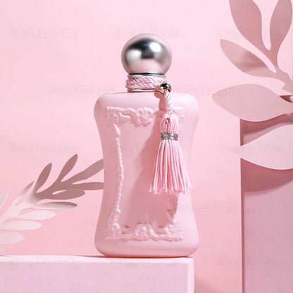 Silcy Skin pink perfume bottle with silver cap and pink tassel on Tampa Home & Garden Store