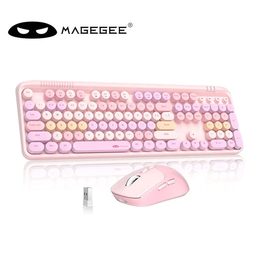 MageGee V920 pink 104-key keyboard and wireless DPI-adjustable mouse set USB receiver on Tampa Home & Garden Store