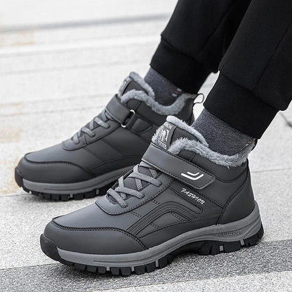 Mens waterproof winter snow boots UpTrend Deals gray faux leather uppers pair on Tampa Home & Garden Store