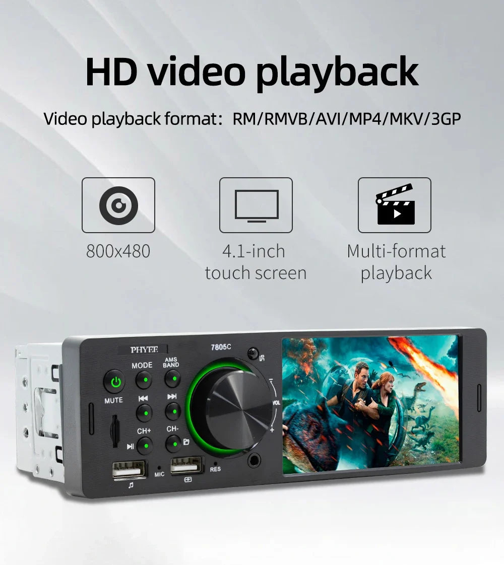 7-inch touch screen car stereo MP5 with Bluetooth and USB, black front with green-ring dial on Tampa Home & Garden Store