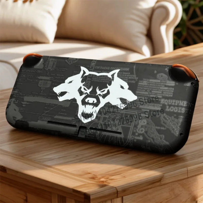 Switch Lite protective shell case black with white wolf logo by FLIPSTYLEZLLC on Tampa Home & Garden Store