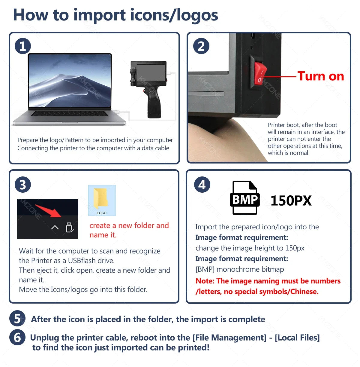 Portable Inkjet printer TIJ coding machine with touch screen; laptop connection steps on Tampa Home & Garden Store