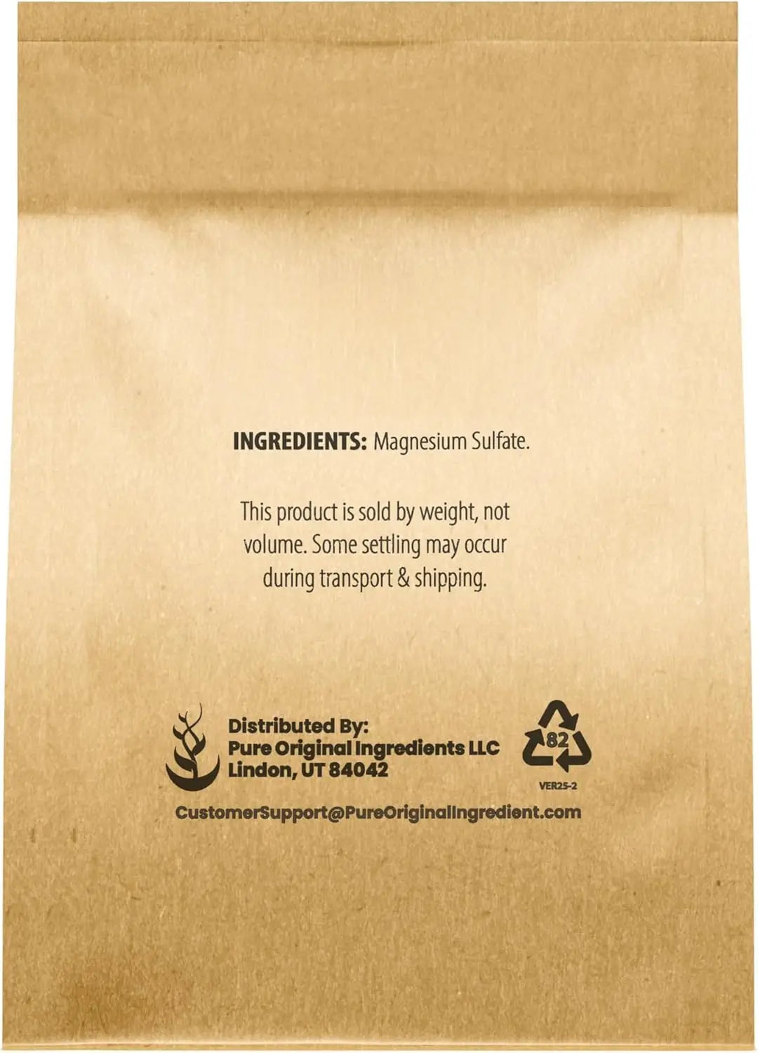 Epsom salt magnesium sulfate 1 lb in brown kraft bag with ingredients label Silcy Skin on Tampa Home & Garden Store