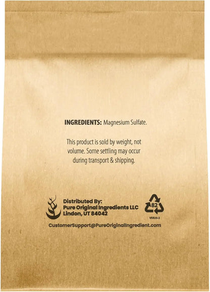 Epsom salt magnesium sulfate 1 lb in brown kraft bag with ingredients label Silcy Skin on Tampa Home & Garden Store