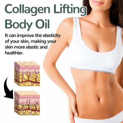 Collagen Lifting Body Oil 100ml by Silcy Skin, non-greasy skin diagrams with a white torso on Tampa Home & Garden Store