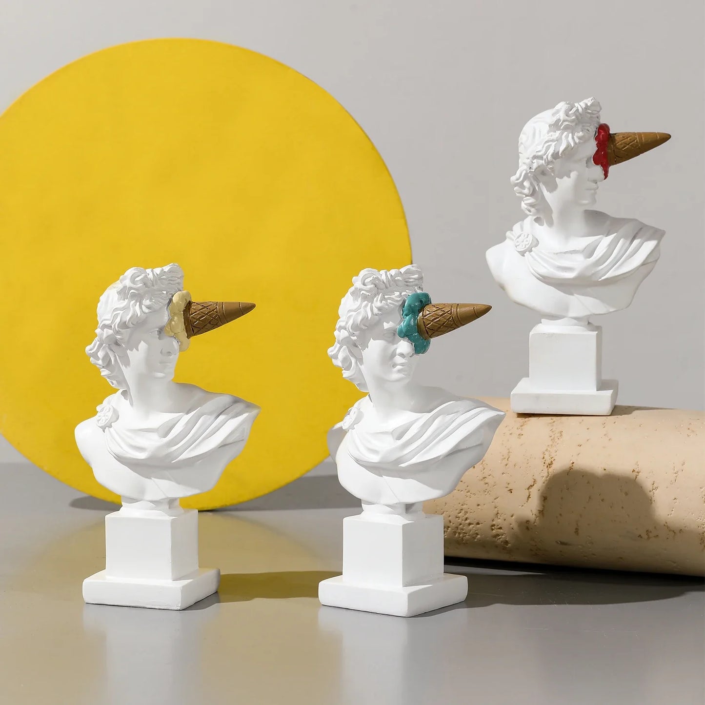 Perfecsy Apollo resin busts, set of 3 white statues with cone accents for desk decor on Tampa Home & Garden Store