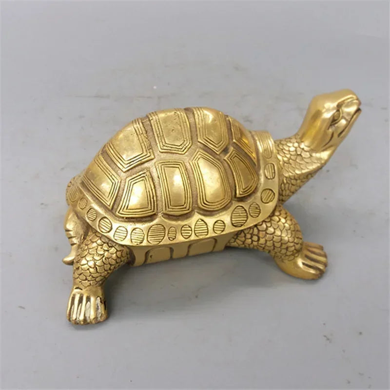 Pure copper tortoise statue Longevity mascot desktop decor Perfecsy gold-tone animal sculpture on Tampa Home & Garden Store