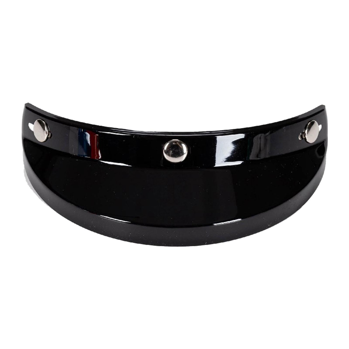 BikerZoneZ Visor for 3/4 Helmet, black glossy plastic with silver metal snaps on Tampa Home & Garden Store