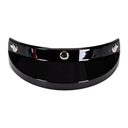 BikerZoneZ Visor for 3/4 Helmet, black glossy plastic with silver metal snaps on Tampa Home & Garden Store