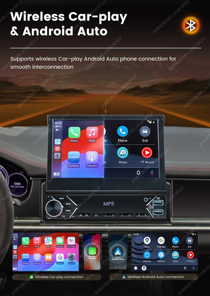 1-DIN 7-inch retractable car stereo MP5 with CarPlay and wireless Android Auto, UpTrend Deals on Tampa Home & Garden Store