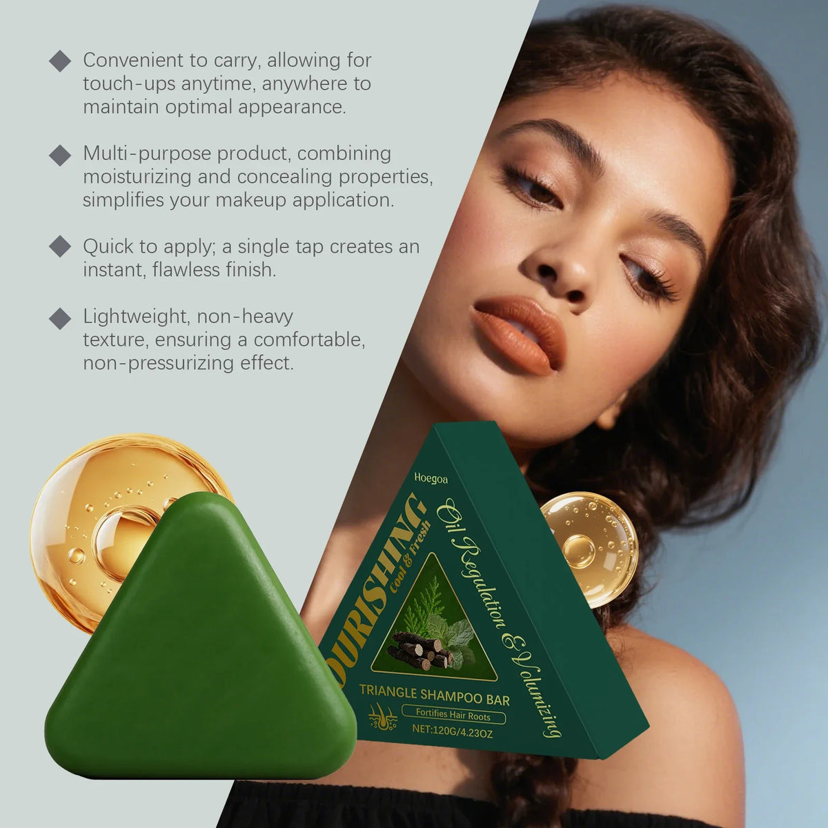 Herbal Usman Grass Shampoo Soap triangle shampoo bar by Silcy Skin green packaging on Tampa Home & Garden Store