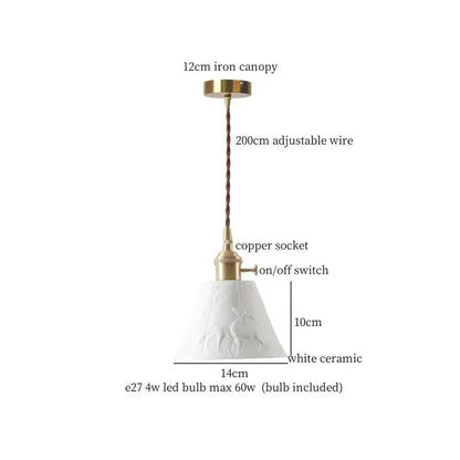 DecorBites Lotus Flower Ceramic LED Pendant Lampshade white ceramic shade with iron canopy on Tampa Home & Garden Store