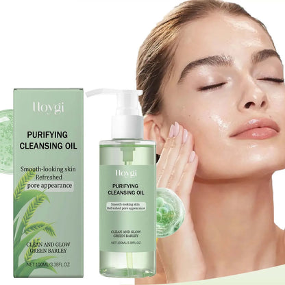 Purifying cleansing oil Silcy Skin with green box and clear pump bottle; dual-pack display on Tampa Home & Garden Store