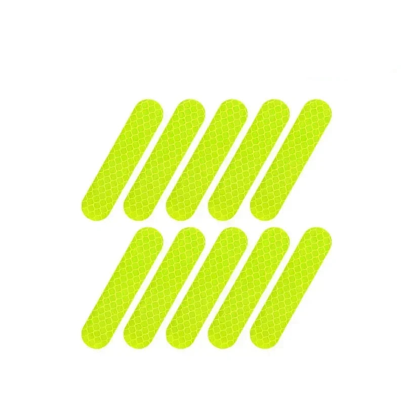 BikerZoneZ All Gear reflective stickers neon yellow strips (10 pieces) for night safety on Tampa Home & Garden Store