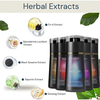 3-in-1 Hair Dye Shampoo set POLAR herbal extracts 5 bottles on Tampa Home & Garden Store