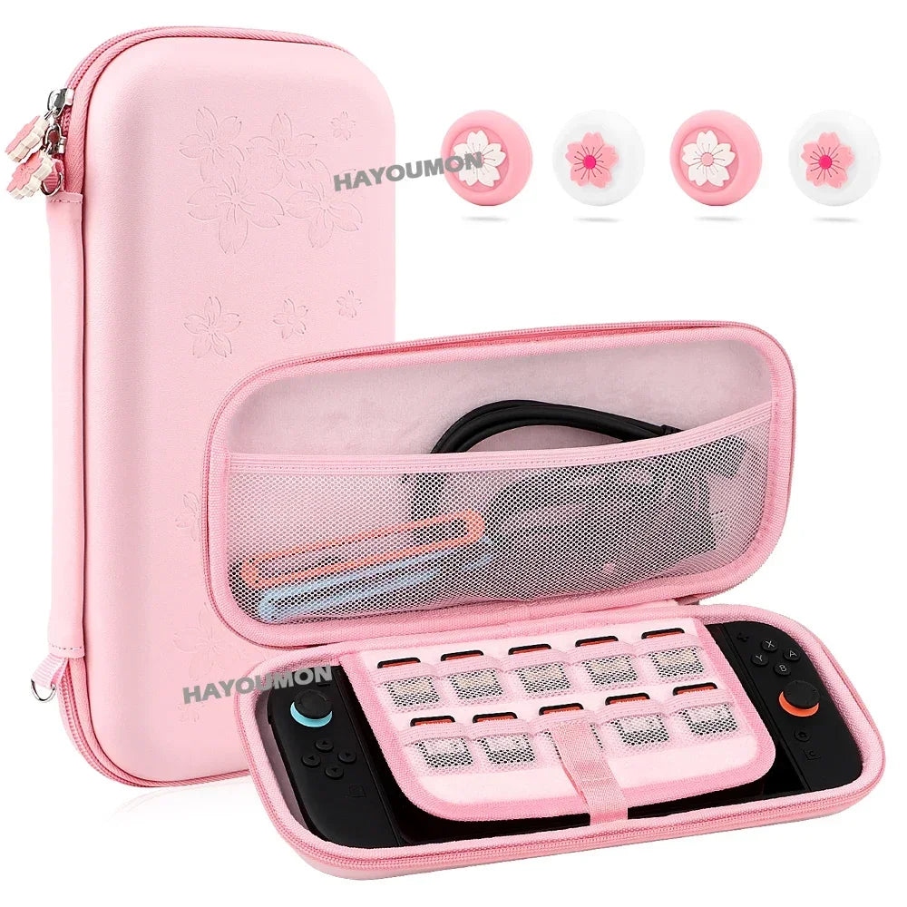 Pink hardcase Switch 2 case with 10 game card slots, 4 joystick covers, FLIPSTYLEZLLC on Tampa Home & Garden Store